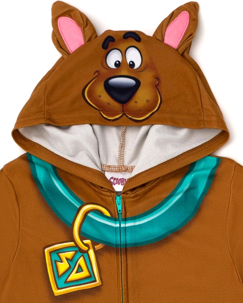 Scooby Doo Scooby-Doo! Fleece Zip Up Cosplay Pajama Coverall Toddler to Big Kid Sizes (2T - 14-16) - Image 3